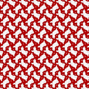 Tiny Trotting Maltese and paw prints - red