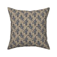 Tiny Trotting Kerry Blue Terrier and paw prints - faux linen