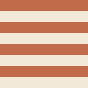 Terracotta tan cream stripes color block