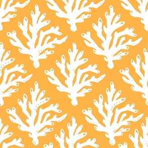 Coral Branch Block Print Reversed - Mango Sorbet Orange