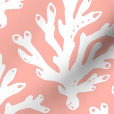 Coral Branch Block Print - Soft Pink