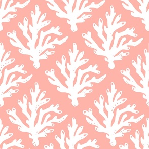 Coral Branch Block Print - Soft Pink
