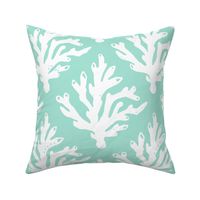 Coral Branch Block Print Reversed - Tropical Lagoon Turquoise/Aqua