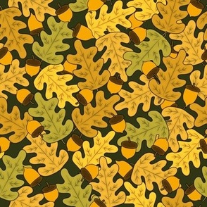 Acorns and Oak Leaves Medium Deep Green