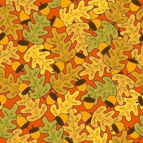 Acorns and Oak Leaves Medium Deep Orange
