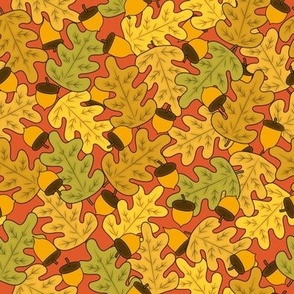 Acorns and Oak Leaves Medium Orange 2
