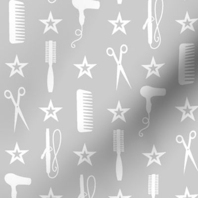 Hair Salon Tools White on Gray