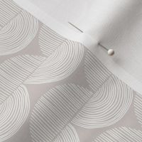 Drawn Half Moon Geometric Stripes // White & Beige Small