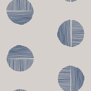 Drawn Large Dots Geometric Large // Indigo & Taupe Large