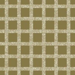 Hatched Gingham for Fall on olive green 