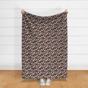 Little retro Scandinavian ditsy flowers vintage blossom fall design with petals stone red teal blush on charcoal gray