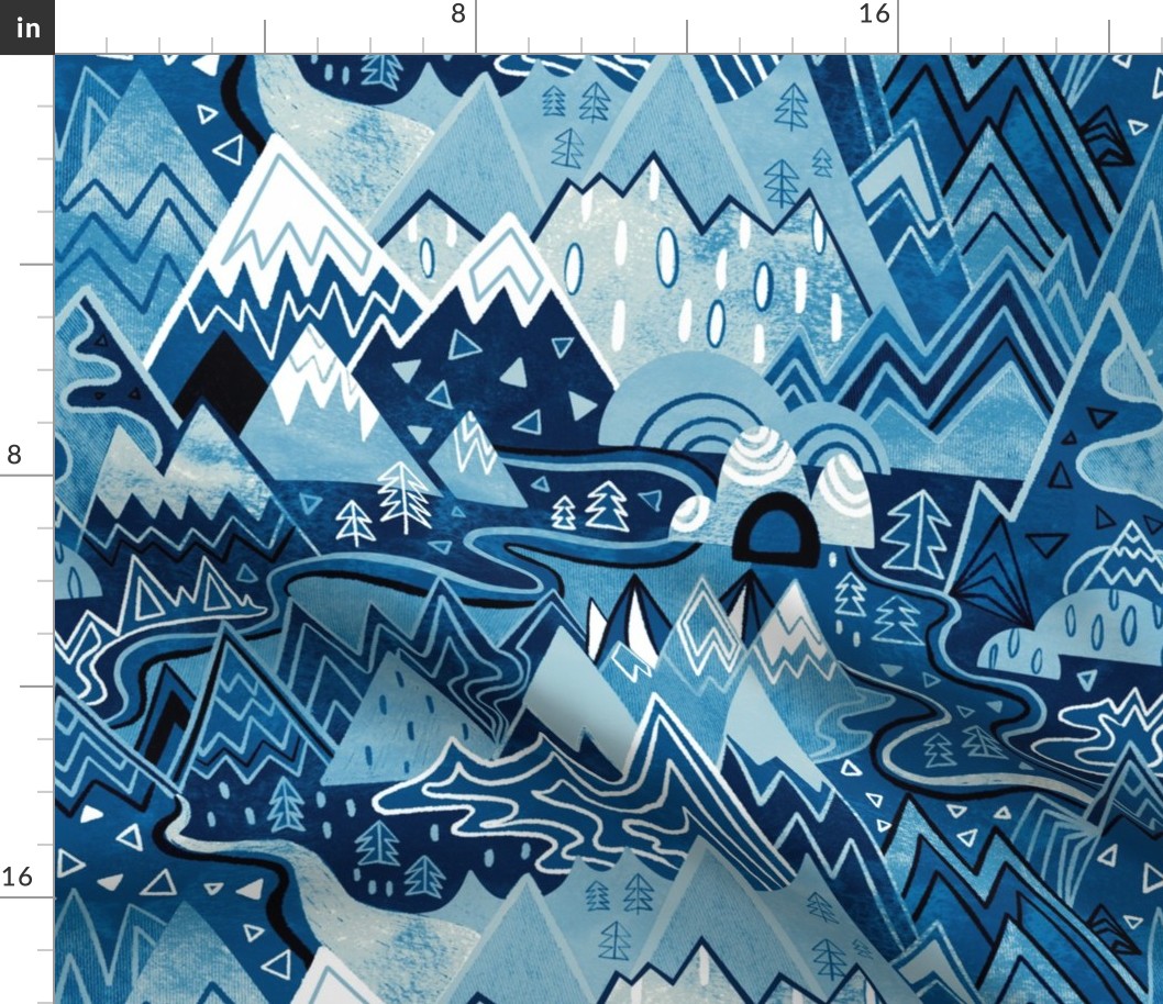 Maximalist Mountain Maze - Winter Blues - Large Scale