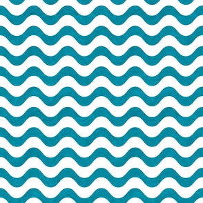 Large Scale Wavy Stripes Turquoise Ocean Water on White