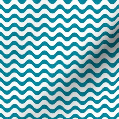 Small Scale Wavy Stripes Turquoise Ocean Water on White