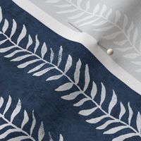 Botanical Block Print in Deep Navy | Leaf pattern fabric in navy blue from original plant block print, indigo blue, plant fabric in dark blue and white.