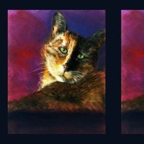 18" x 14" LARGE FRAMED TORTOISESHELL CAT PANEL HAND DRAWN CHALK PASTEL FULL PSMGE