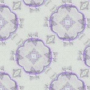 6" medieval quiet rosace quatrefoil purple ecru canvas PSMGE