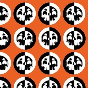 Cute Black And White Skulls on Orange