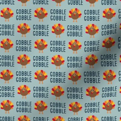 Gobble Gobble - Thanksgiving Turkey - dusty blue - LAD21
