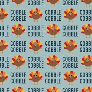 Gobble Gobble - Thanksgiving Turkey - dusty blue - LAD21