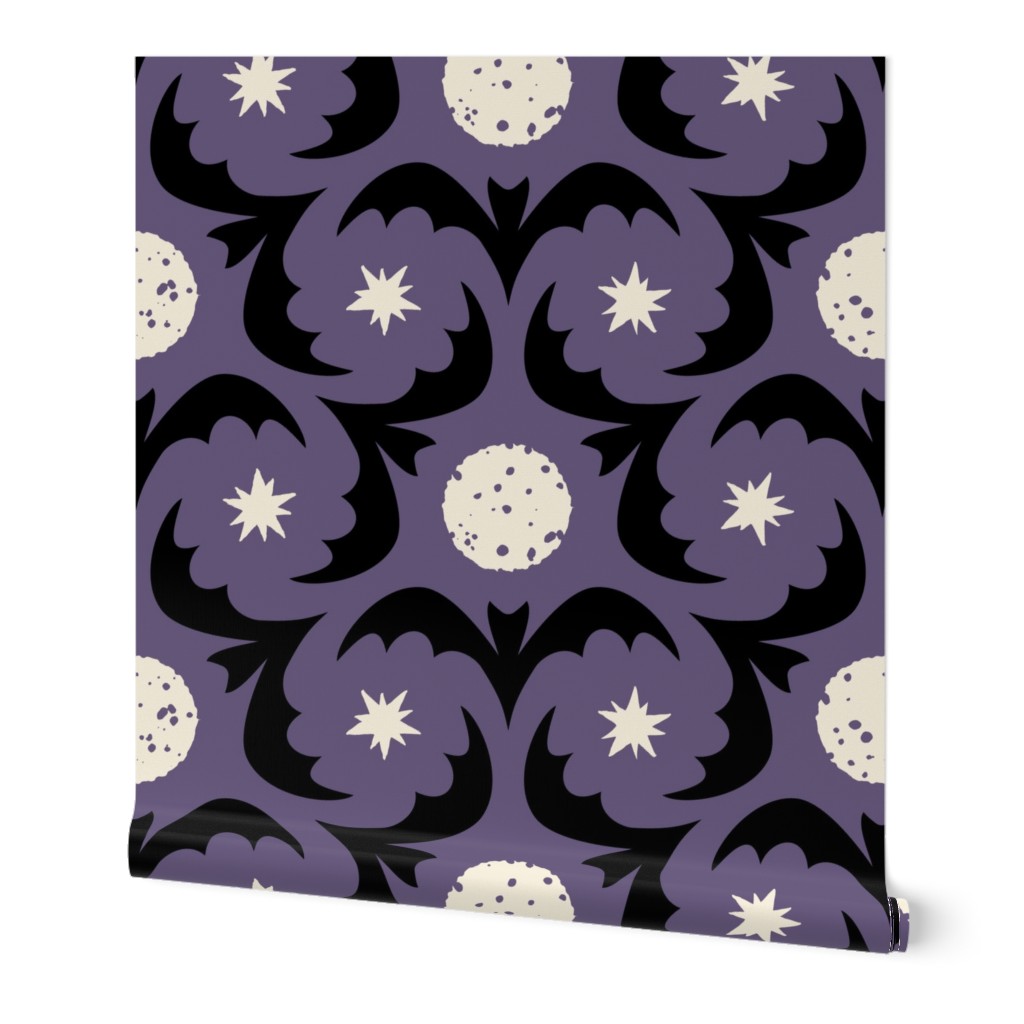 Halloween Bat Moon Purple Large