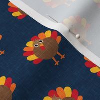 cute turkey - thanksgiving day turkey on navy  - LAD21