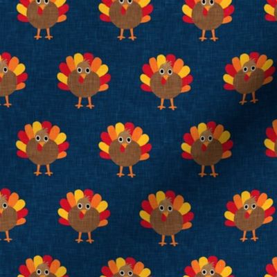 cute turkey - thanksgiving day turkey on navy  - LAD21