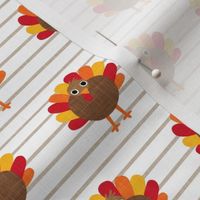 cute turkey - thanksgiving day turkey on khaki stripes  - LAD21