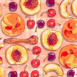 Pie Bakin’ Day | Peaches + Cherries | Large | Peach