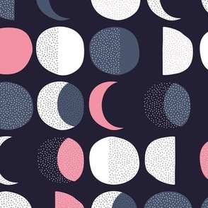 The minimalist moon phase Scandinavian style modern mid-century moon design pink gray blue