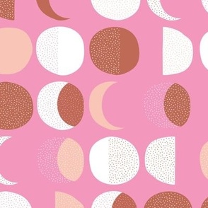 The minimalist moon phase Scandinavian style modern mid-century moon design pink white caramel