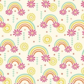 Cute Bright Cheerful Floral Rainbows (Small Scale)