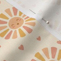 Cute Sunshine & Hearts in Muted Earth Tone (Small Scale)