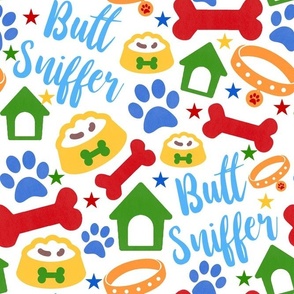Large Scale Butt Sniffer Funny Rude Sarcastic Dog on White