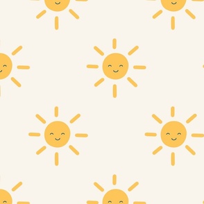 Large Happy Sunshine Yellow Smiley Face Sun Dots