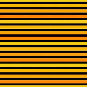 Medium Scale Stripes on Black Yellow Gold Orange Safari Sunset or Halloween