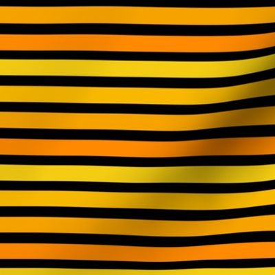 Small Scale Stripes on Black Yellow Gold Orange Safari Sunset or Halloween