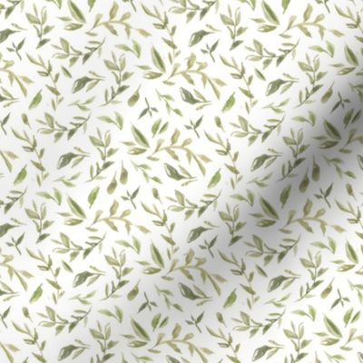 Wild Flowers Leaves  - White Green