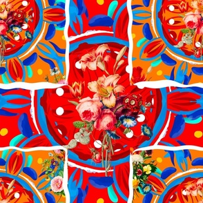 Colourful,bohemian,tiles,flowers,summer,mosaic,boho pattern 