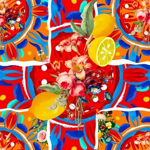 Colourful,flowers,citrus,bohemian,summer,mosaic,boho pattern 
