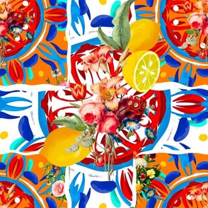Colourful, bohemian,tiles,flowers,summer,mosaic,boho pattern