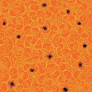 Spooky Swirl Yellow Cobwebs on Orange