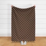 Moody warm browns checkerboards _ halloween & fall _solid black and tan brown_ xxsmall scale