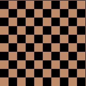 Moody warm browns checkerboards _ halloween & fall _solid black and tan brown_ xxsmall scale