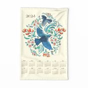 2024 calendar_ Maxi Flora Folk & New Zealand Native birds __ Tui Bird and fantail bird - updated