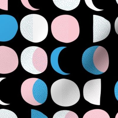 The minimalist moon phase Scandinavian style modern mid-century moon design black blue pink white