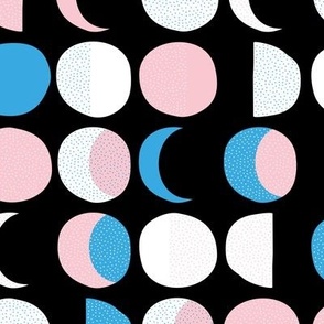 The minimalist moon phase Scandinavian style modern mid-century moon design black blue pink white