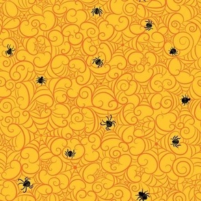 Spooky Swirl Orange Cobwebs on Yellow