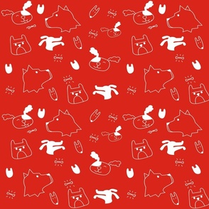 just dogs outline white red