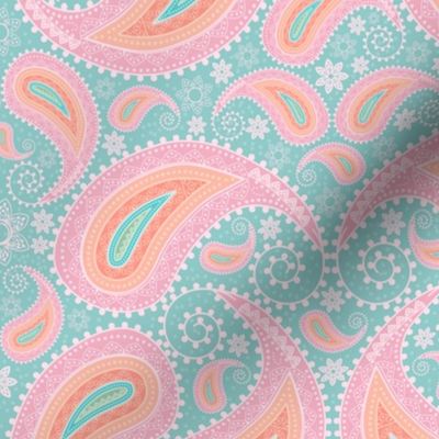 Colorful Indian paisley blue pastel